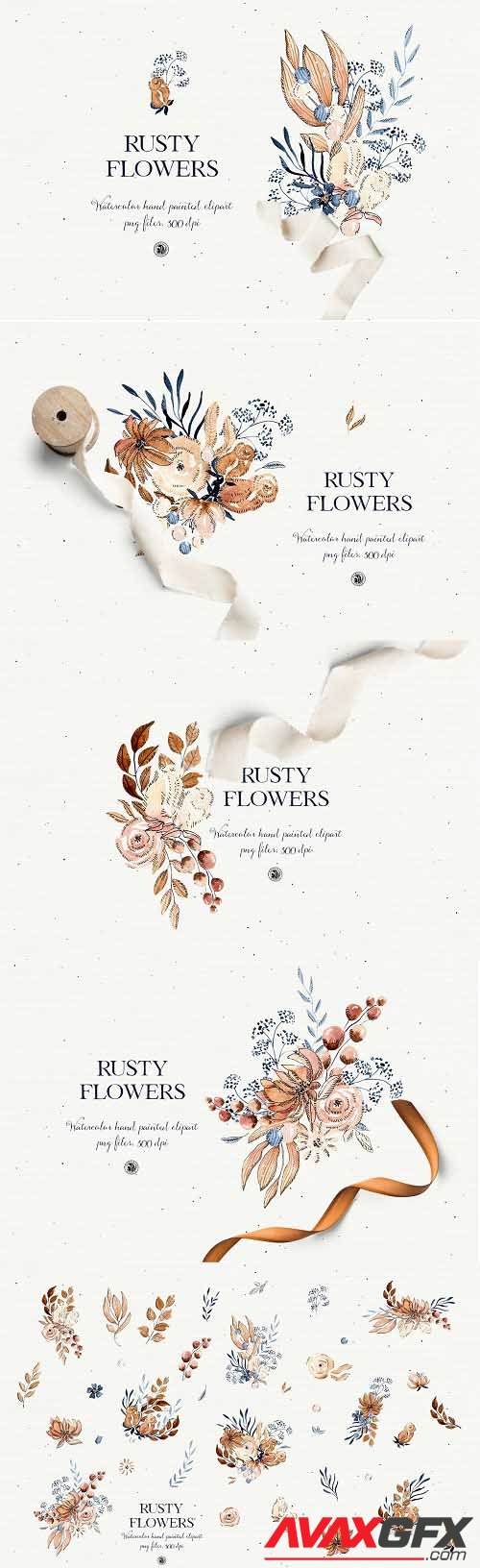 Rusty Flowers - watercolor set - 5692314