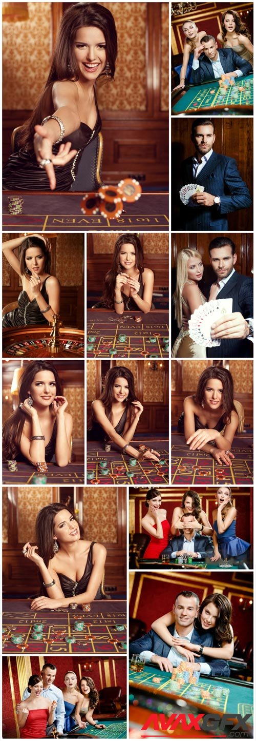 Gambling people in casino stock photo