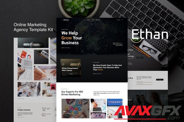 ThemeForest - Ethan v1.0.0 - Online Marketing Agency Elementor Template Kit - 29797992