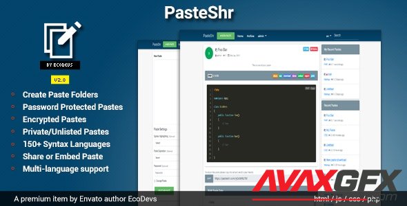 CodeCanyon - PasteShr v2.8.1 - Text Hosting & Sharing Script - 23019437 - NULLED