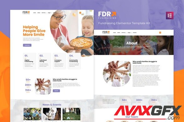 ThemeForest - FDR v1.0.0 - Fundraising Elementor Template Kit - 29783433