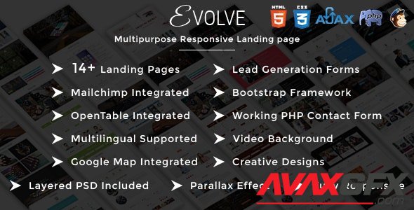 ThemeForest - EVOLVE v1.3 - Multipurpose Responsive HTML Landing Pages - 19917160
