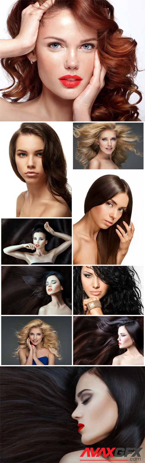 Stylish young girls with different hairstyles stock photo