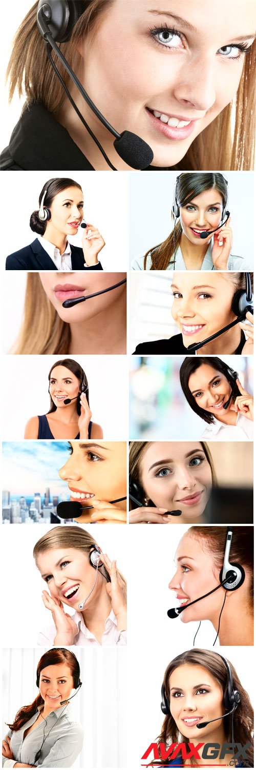 Operator woman with a sweet smile stock photos