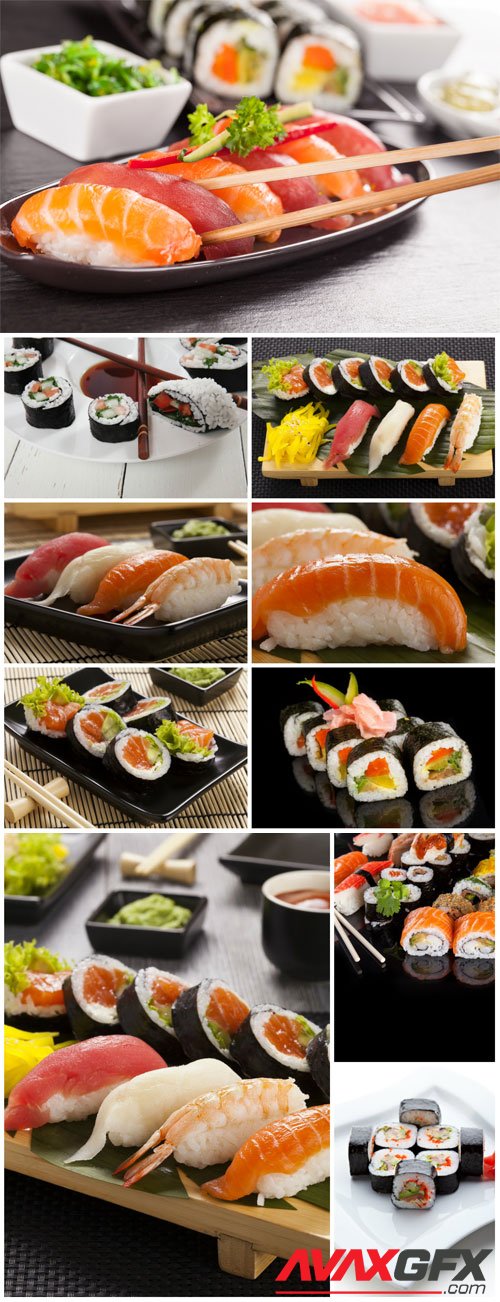 Delicious sushi sets stock photo