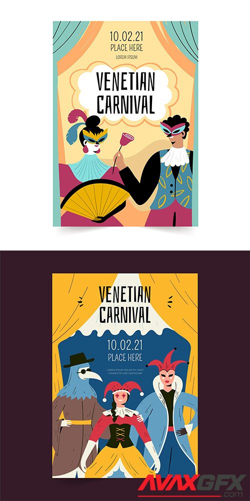 Hand-drawn venetian carnival poster