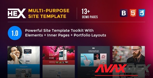 ThemeForest - HEX v1.0 - Responsive One Page Multipurpose HTML Template - 22627943