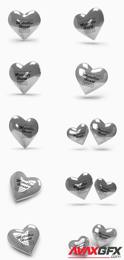 Metallic Valentine Heart Mockup Template Bundle
