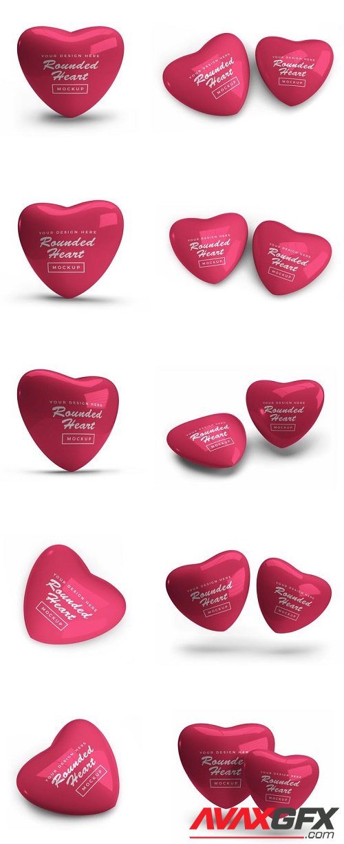 Rounded Valentine Heart Mockup Template