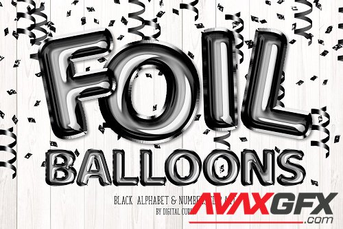 Black Foil Balloon Alphabet Clipart - 5757888