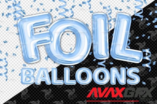 Blue Foil Balloons Alphabet Clipart - 5757890