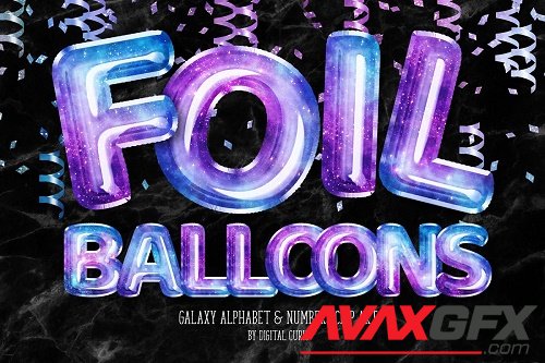 Galaxy Foil Balloon Alphabet Clipart - 5757922