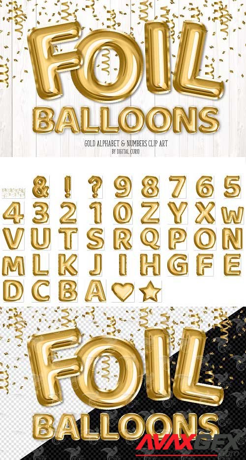Gold Foil Balloon Alphabet Clipart - 5757923