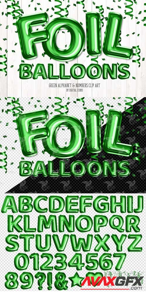 Green Foil Balloon Alphabet Clipart - 5757925