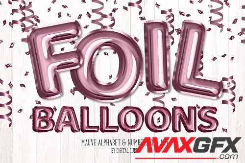 Mauve Foil Balloon Alphabet Clipart - 5760700