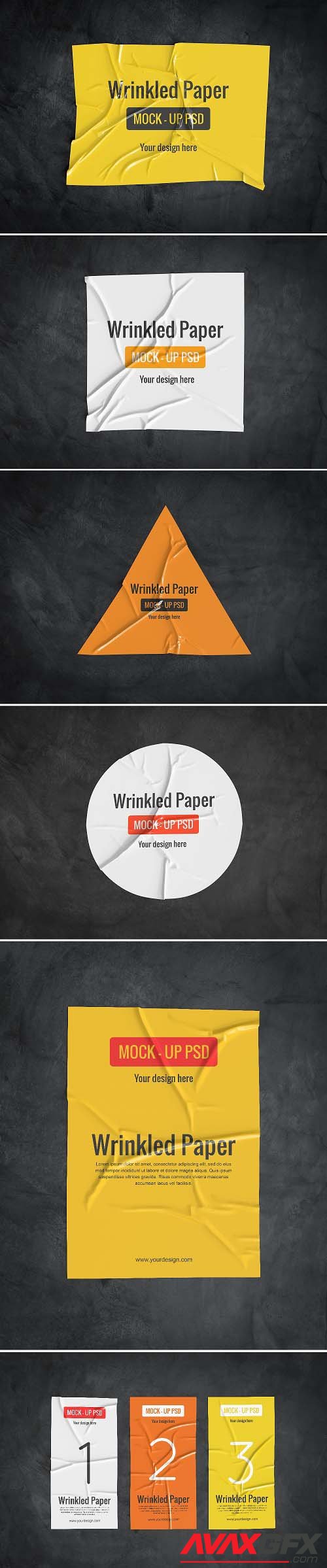 Wrinkled Paper Mockup Collection