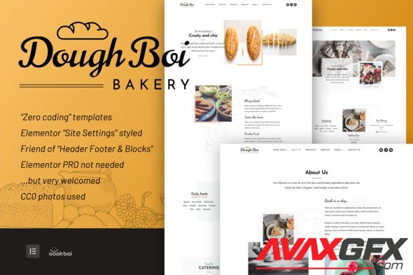 ThemeForest - DoughBoiBakery v1.0.0 - Bakery Cakery Elementor Template Kit - 29904042