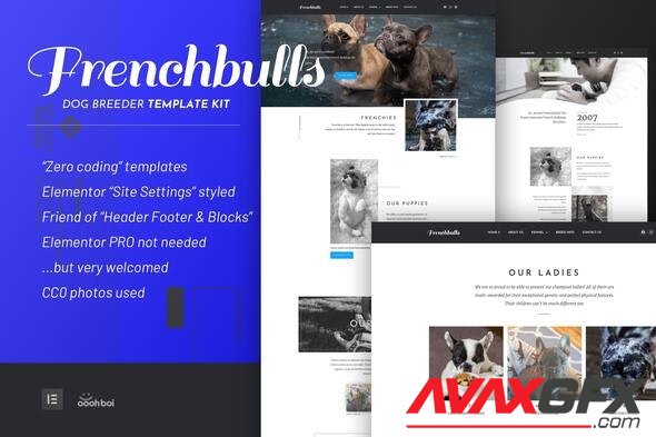ThemeForest - Frenchbulls v1.0.1 - Dog Breeder Elementor Template Kit - 29778977