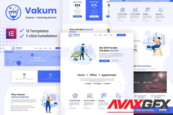 ThemeForest - Vakum v3.0.11 - Cleaning Service Elementor Template Kit - 29926401