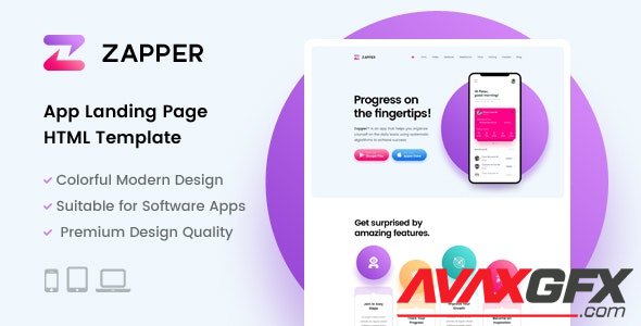 ThemeForest - Zapper v1.0 - App Landing Page HTML Template (Update: 29 July 20) - 27792757
