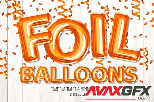 Orange Foil Balloon Alphabet Clipart - 5760729