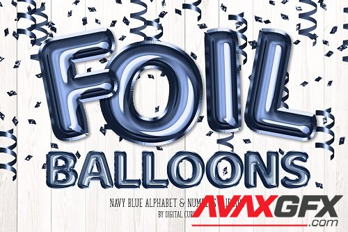 Navy Foil Balloon Alphabet Clipart - 5760707