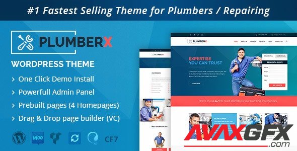 ThemeForest - Plumber v2.8 - Construction and Repairing WordPress Theme - 14036883
