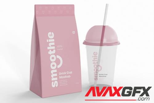 Smoothie Bottle and Packaging Mockup