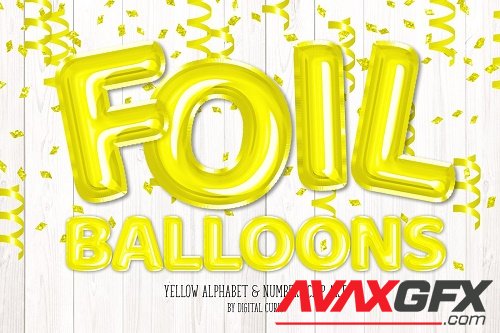 Yellow Foil Balloon Alphabet Clipart - 5760818