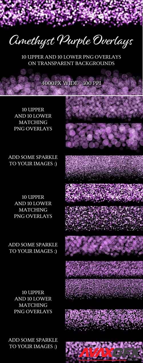 Amethyst Purple Overlays - 10 Upper and 10 Lower Overlays - 1144579