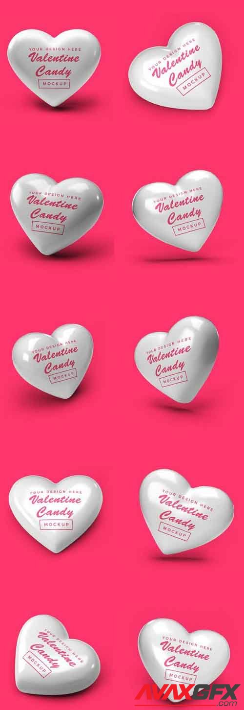Valentine Heart Candy Mockup Template Bundle
