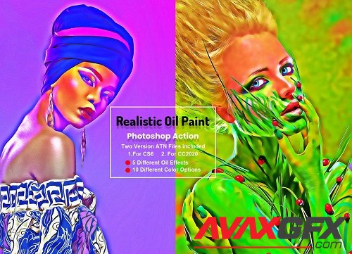 CreativeMarket - Realistic Oil Paint Photoshop Action 5755653