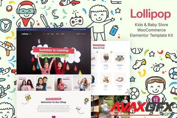 ThemeForest - Lollipop v1.0.0 - Kids & Baby Store WooCommerce Elementor Template Kit - 30051259