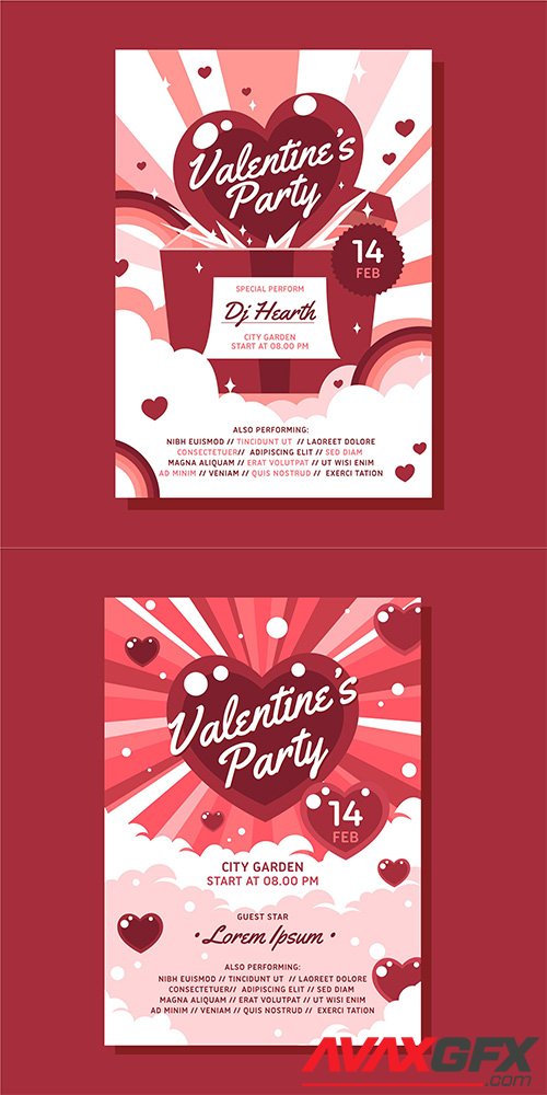 Valentines day party flyer template
