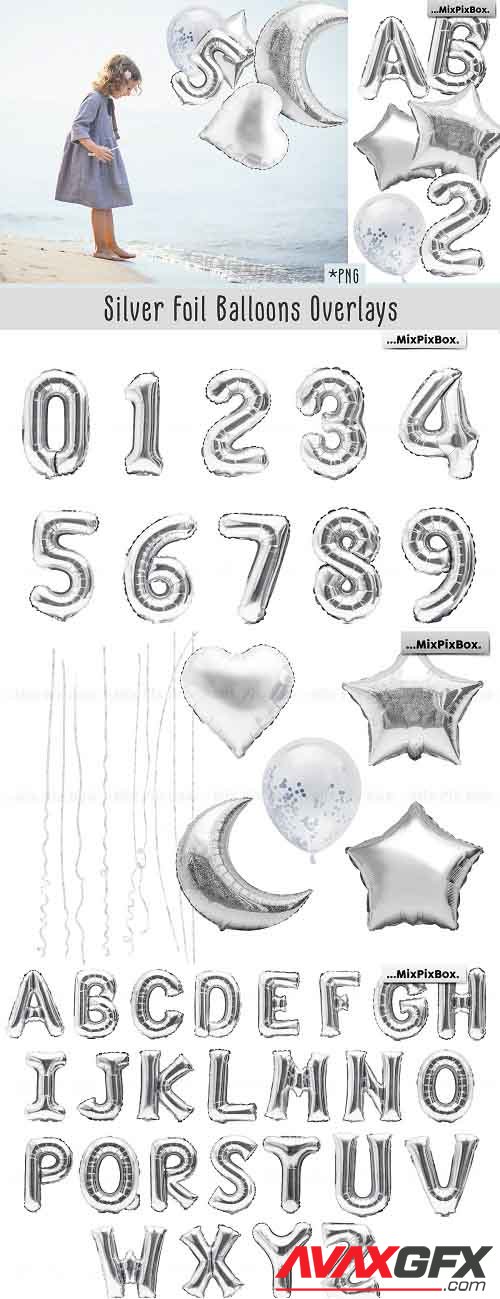 Silver Foil Balloons Photo Overlays - 5814687