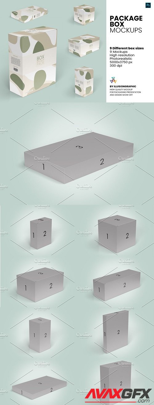 Package Box Mockups - 9 box sizes - 5810193