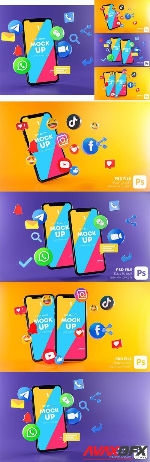 Most Popular Social Media Phones Mockup