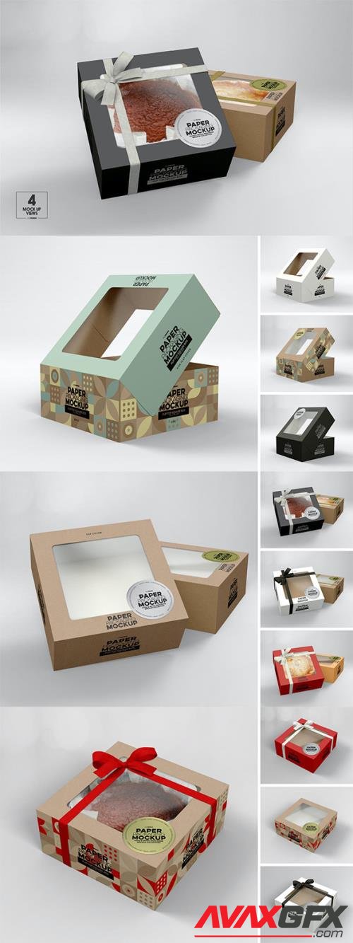 Square Flip Top Cake Box Packaging Mockup
