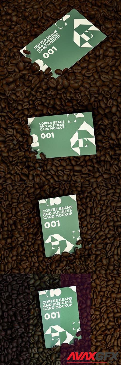 Coffee Beans And Business Card MockUp 001