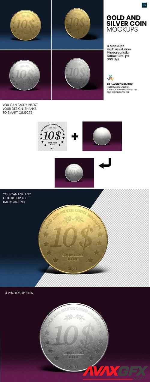 Gold and Silver Coin Mockups - 5816380