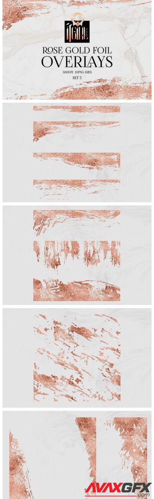 Rose Gold Foil Abstract Frames Clipart - 1157457