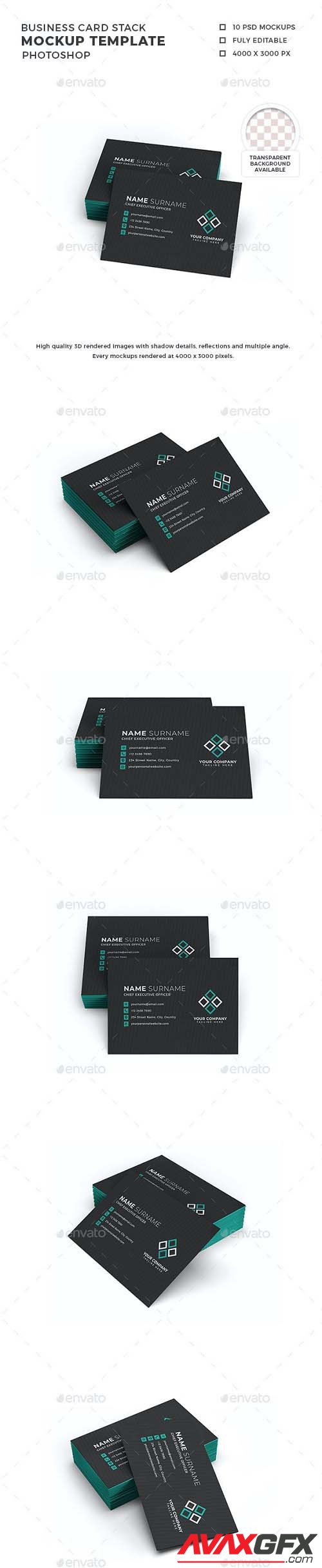 Business Card Stack Mockup Template - 30049199