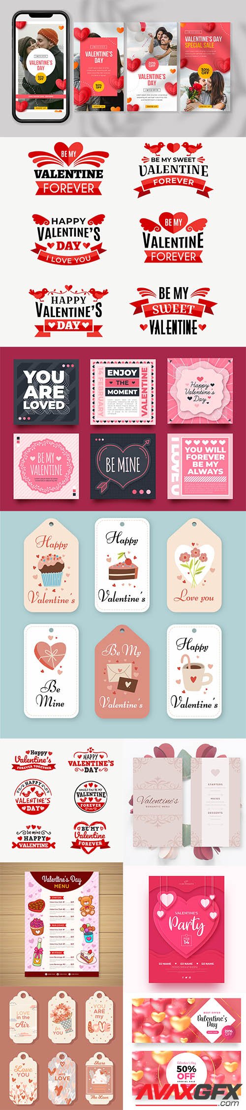 Happy Valentines day vector collection