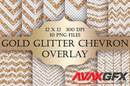 Gold Glitter Chevron Overlays - 1170693