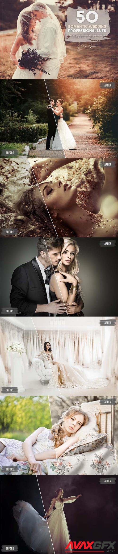 50 Romantic Wedding LUTs Pack