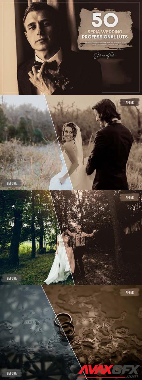 50 Sepia Wedding LUTs Pack