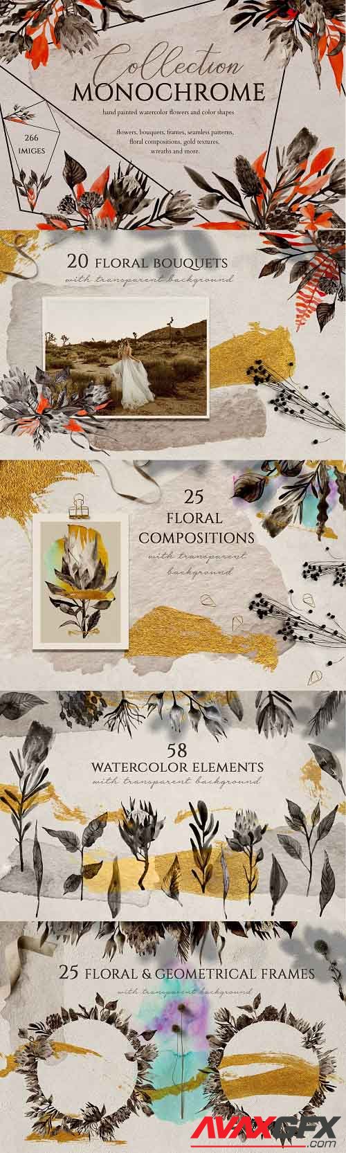 Monochrome Floral Collection - 3917357