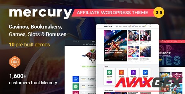 ThemeForest - Mercury v3.6.1 - Gambling & Casino Affiliate WordPress Theme. News & Reviews - 20951954