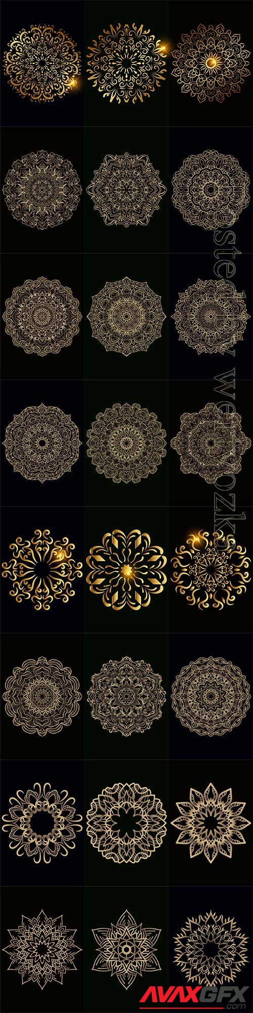 Mandala ornament or flower background design set