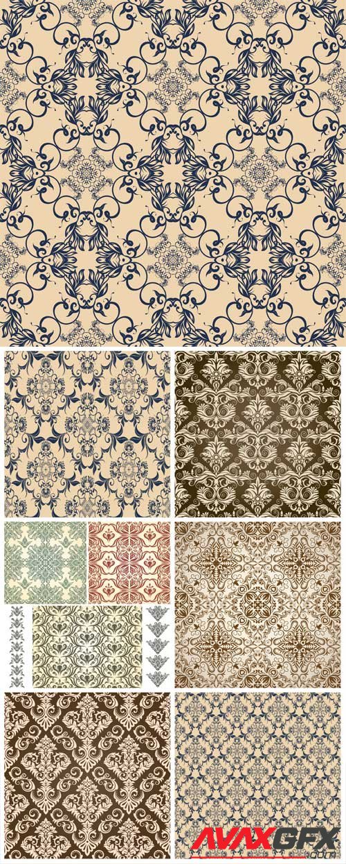 Seamless golden patterns in vector